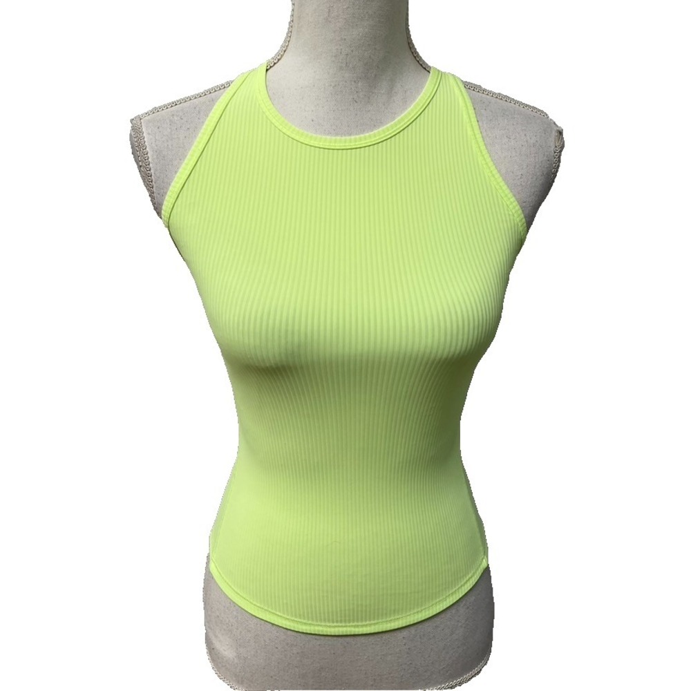 Lululemon Ribbed‎ Racerback Tank Top Womens 2 Neon Green Activewear Gym Workout